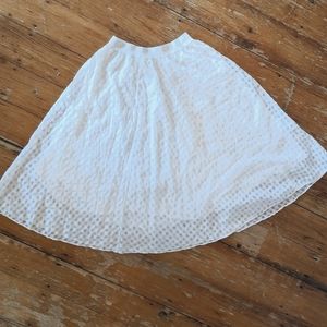 White Cotton Gauze Midi Skirt
